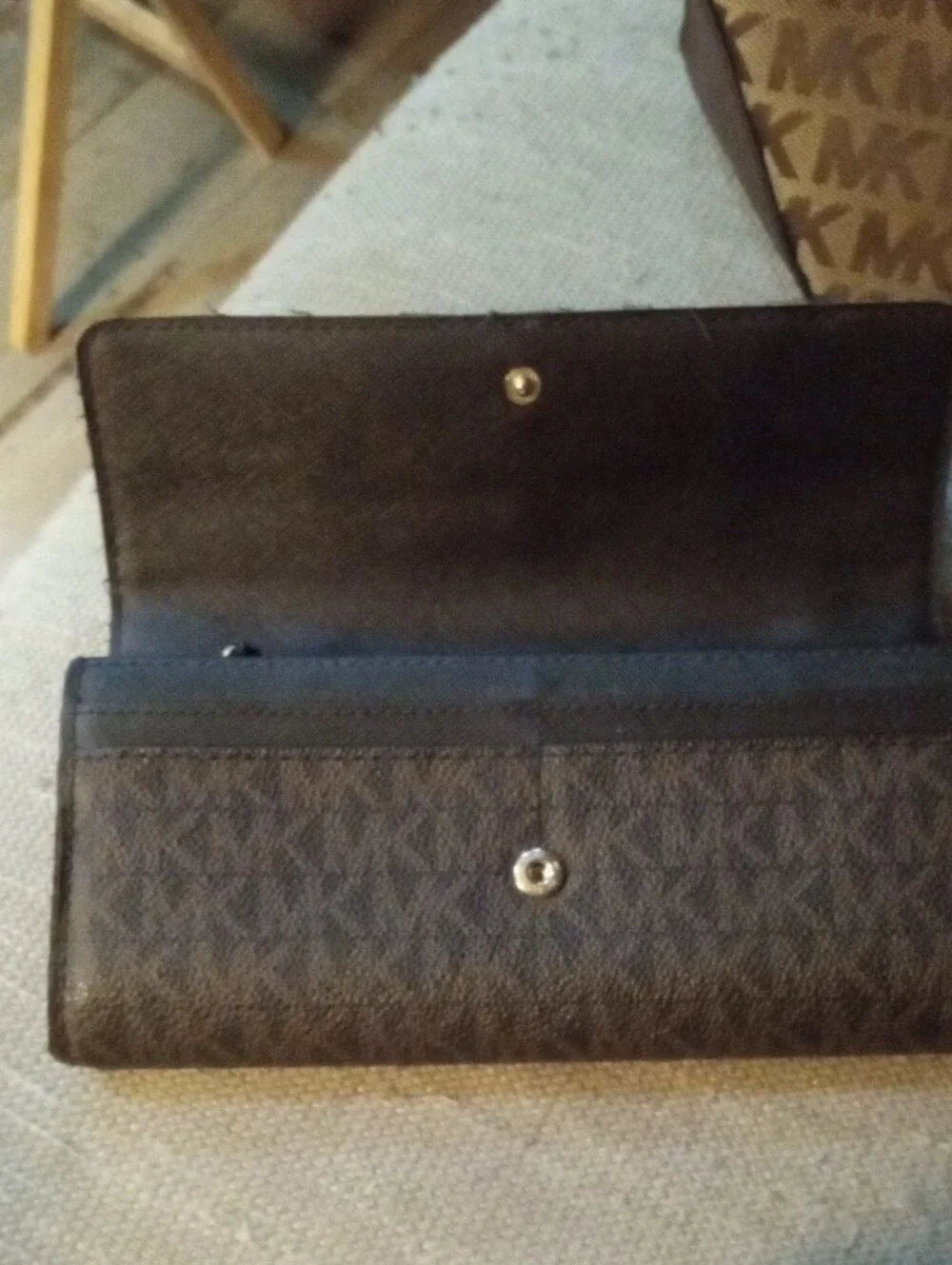 Michael Kors Brown MK Logo Tote with Matching Brown Wallet
